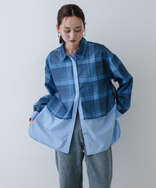 SENSE OF PLACE by URBAN RESEARCH(センスオブプレイスバイアーバンリサーチ)の「シアーチェックレイヤードシャツ(シャツ/ブラウス・レディース・ブラック系その他/ブルー系その他・ONE)」の18枚目の写真