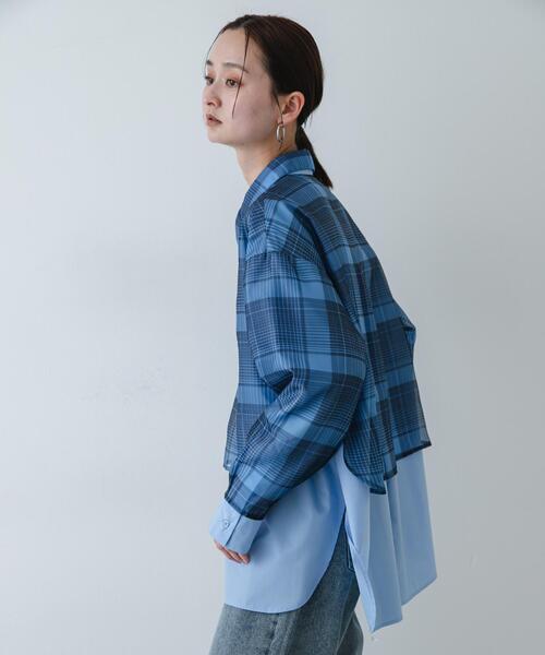 SENSE OF PLACE by URBAN RESEARCH(センスオブプレイスバイアーバンリサーチ)の「シアーチェックレイヤードシャツ(シャツ/ブラウス・レディース・ブラック系その他/ブルー系その他・ONE)」の19枚目の写真