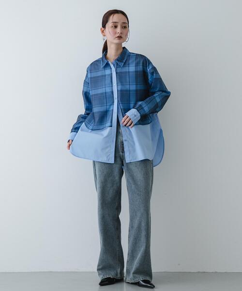 SENSE OF PLACE by URBAN RESEARCH(センスオブプレイスバイアーバンリサーチ)の「シアーチェックレイヤードシャツ(シャツ/ブラウス・レディース・ブラック系その他/ブルー系その他・ONE)」の20枚目の写真