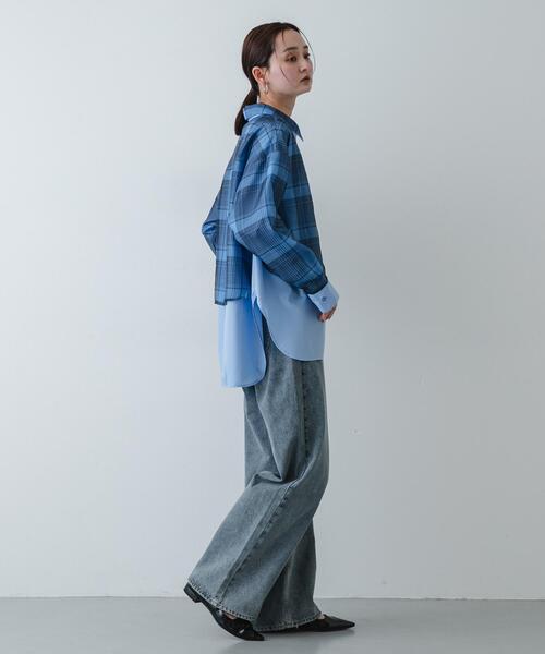 SENSE OF PLACE by URBAN RESEARCH(センスオブプレイスバイアーバンリサーチ)の「シアーチェックレイヤードシャツ(シャツ/ブラウス・レディース・ブラック系その他/ブルー系その他・ONE)」の22枚目の写真
