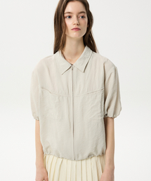 Short Sleeve Zip-up Shirts(Grey)