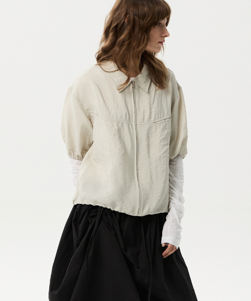 MIDNLOW(ミッドアンドロー)の「Short Sleeve Zip-up Shirts(Grey)(シャツ/ブラウス・レディース・その他・FREE)」の3枚目の写真