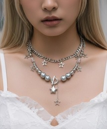 ARULE（アルール）の「A'GEM/9 × .kom 『ARULE/アルール』 2連スターモチーフネックレス（ネックレス）」