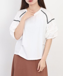 A.N.L ボリュームスリーブ切替カットソー 半端袖
