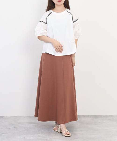 A.N.L(エーエヌエル レーベル)の「A.N.L ボリュームスリーブ切替カットソー 半端袖(Tシャツ/カットソー・レディース・ブラック/サックスブルー/オフホワイト・38)」の9枚目の写真