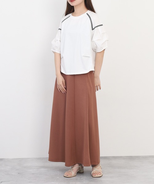 A.N.L(エーエヌエル レーベル)の「A.N.L ボリュームスリーブ切替カットソー 半端袖(Tシャツ/カットソー・レディース・ブラック/サックスブルー/オフホワイト・38)」の10枚目の写真