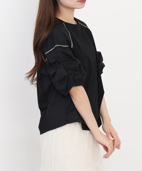 A.N.L(エーエヌエル レーベル)の「A.N.L ボリュームスリーブ切替カットソー 半端袖(Tシャツ/カットソー・レディース・ブラック/サックスブルー/オフホワイト・38)」の15枚目の写真