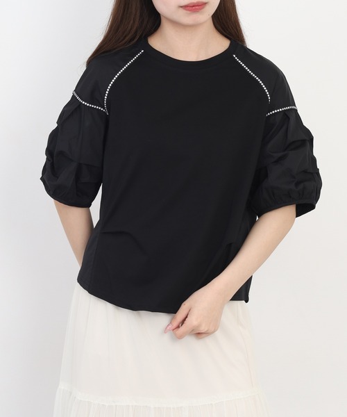 A.N.L(エーエヌエル レーベル)の「A.N.L ボリュームスリーブ切替カットソー 半端袖(Tシャツ/カットソー・レディース・ブラック/サックスブルー/オフホワイト・38)」の14枚目の写真