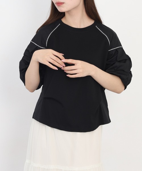 A.N.L(エーエヌエル レーベル)の「A.N.L ボリュームスリーブ切替カットソー 半端袖(Tシャツ/カットソー・レディース・ブラック/サックスブルー/オフホワイト・38)」の11枚目の写真