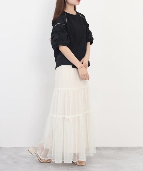 A.N.L(エーエヌエル レーベル)の「A.N.L ボリュームスリーブ切替カットソー 半端袖(Tシャツ/カットソー・レディース・ブラック/サックスブルー/オフホワイト・38)」の17枚目の写真