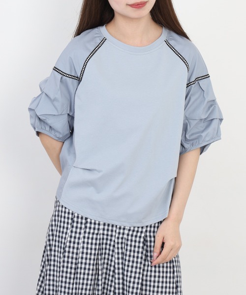 A.N.L(エーエヌエル レーベル)の「A.N.L ボリュームスリーブ切替カットソー 半端袖(Tシャツ/カットソー・レディース・ブラック/サックスブルー/オフホワイト・38)」の18枚目の写真