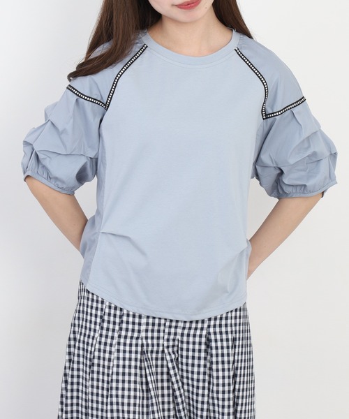 A.N.L(エーエヌエル レーベル)の「A.N.L ボリュームスリーブ切替カットソー 半端袖(Tシャツ/カットソー・レディース・ブラック/サックスブルー/オフホワイト・38)」の19枚目の写真
