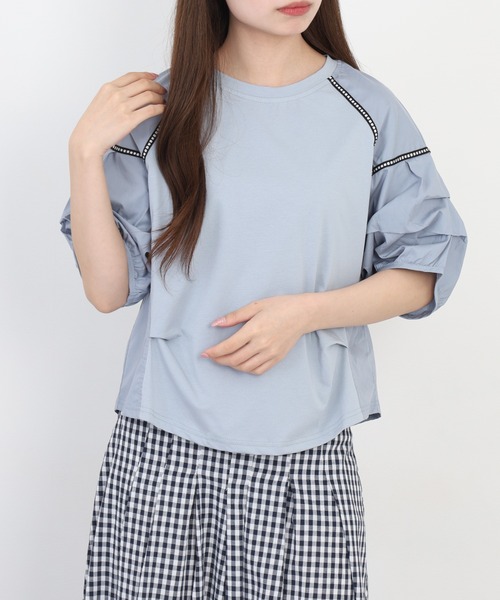 A.N.L(エーエヌエル レーベル)の「A.N.L ボリュームスリーブ切替カットソー 半端袖(Tシャツ/カットソー・レディース・ブラック/サックスブルー/オフホワイト・38)」の20枚目の写真