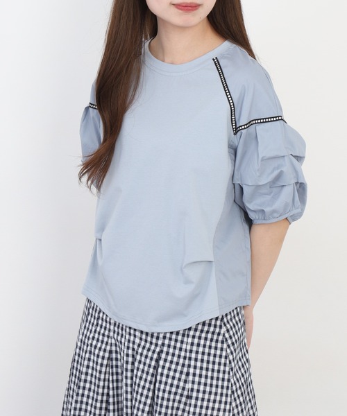 A.N.L(エーエヌエル レーベル)の「A.N.L ボリュームスリーブ切替カットソー 半端袖(Tシャツ/カットソー・レディース・ブラック/サックスブルー/オフホワイト・38)」の21枚目の写真