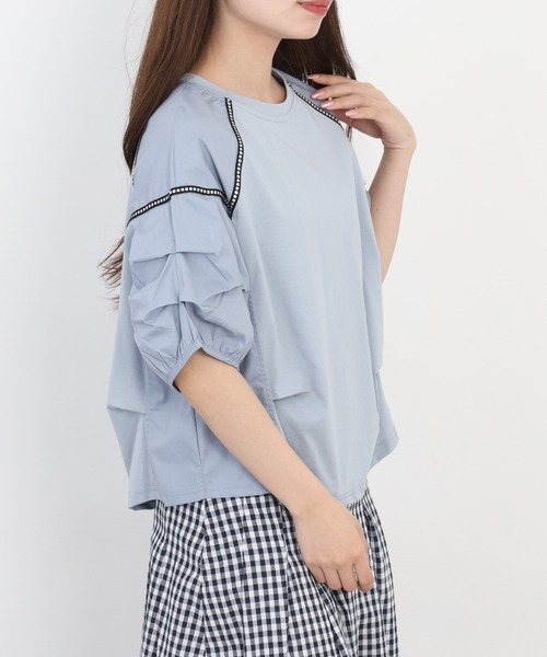 A.N.L(エーエヌエル レーベル)の「A.N.L ボリュームスリーブ切替カットソー 半端袖(Tシャツ/カットソー・レディース・ブラック/サックスブルー/オフホワイト・38)」の22枚目の写真