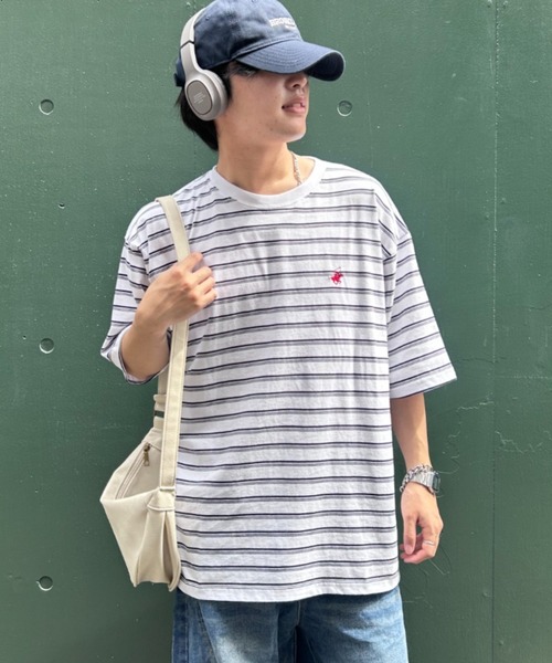 BEVERLY HILLS POLO CLUB(ビバリーヒルズポロクラブ)の「【BEVERLY HILLS POLO CLUB】ワンポイント刺繍Tシャツ 無地/ボーダー(Tシャツ/カットソー・メンズ・ブラック系その他/ホワイト系その他/チャコール/オフホワイト/ネイビー/ブラック・M/L)」の3枚目の写真