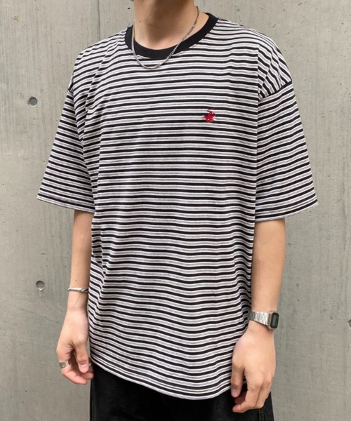 BEVERLY HILLS POLO CLUB(ビバリーヒルズポロクラブ)の「【BEVERLY HILLS POLO CLUB】ワンポイント刺繍Tシャツ 無地/ボーダー(Tシャツ/カットソー・メンズ・ブラック系その他/ホワイト系その他/チャコール/オフホワイト/ネイビー/ブラック・M/L)」の5枚目の写真
