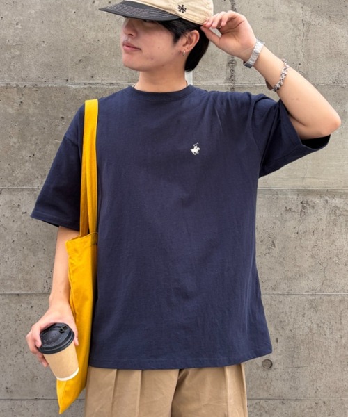 BEVERLY HILLS POLO CLUB(ビバリーヒルズポロクラブ)の「【BEVERLY HILLS POLO CLUB】ワンポイント刺繍Tシャツ 無地/ボーダー(Tシャツ/カットソー・メンズ・ブラック系その他/ホワイト系その他/チャコール/オフホワイト/ネイビー/ブラック・M/L)」の1枚目の写真