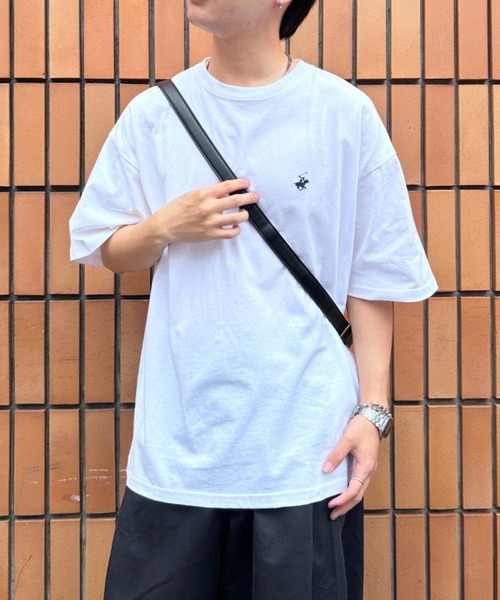 BEVERLY HILLS POLO CLUB(ビバリーヒルズポロクラブ)の「【BEVERLY HILLS POLO CLUB】ワンポイント刺繍Tシャツ 無地/ボーダー(Tシャツ/カットソー・メンズ・ブラック系その他/ホワイト系その他/チャコール/オフホワイト/ネイビー/ブラック・M/L)」の2枚目の写真