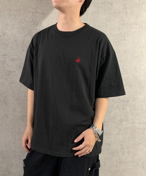 BEVERLY HILLS POLO CLUB(ビバリーヒルズポロクラブ)の「【BEVERLY HILLS POLO CLUB】ワンポイント刺繍Tシャツ 無地/ボーダー(Tシャツ/カットソー・メンズ・ブラック系その他/ホワイト系その他/チャコール/オフホワイト/ネイビー/ブラック・M/L)」の13枚目の写真