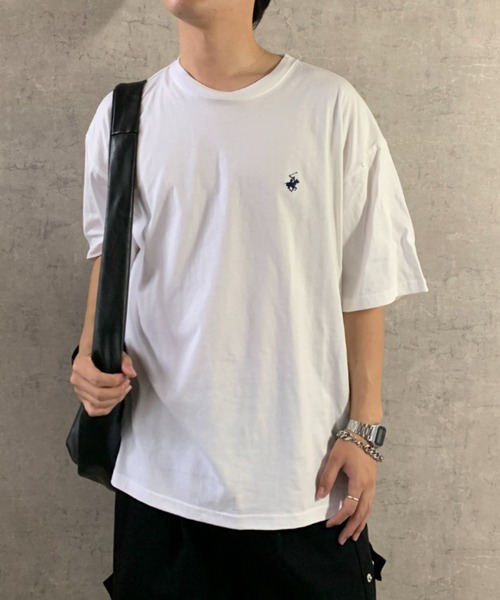 BEVERLY HILLS POLO CLUB(ビバリーヒルズポロクラブ)の「【BEVERLY HILLS POLO CLUB】ワンポイント刺繍Tシャツ 無地/ボーダー(Tシャツ/カットソー・メンズ・ブラック系その他/ホワイト系その他/チャコール/オフホワイト/ネイビー/ブラック・M/L)」の9枚目の写真