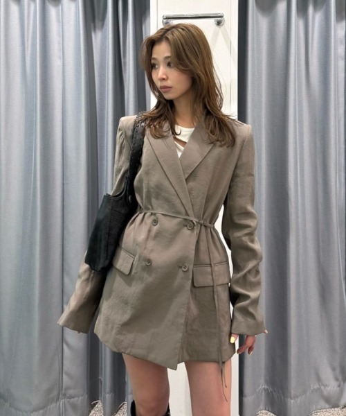 SLY(スライ)の「SUMMER BELTED TAILOR JK サマーベルテッドテーラージャケット 春服 夏服(テーラードジャケット・レディース・ネイビー/カーキ・FREE)」の15枚目の写真