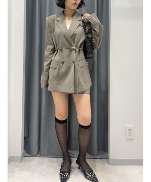 SLY(スライ)の「SUMMER BELTED TAILOR JK サマーベルテッドテーラージャケット 春服 夏服(テーラードジャケット・レディース・ネイビー/カーキ・FREE)」の16枚目の写真