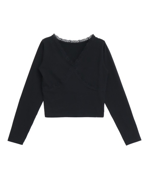 ANAP(アナップ)の「クロスレースデザイン クロップド トップス ロンT(Tシャツ/カットソー・レディース・ホワイト/ブラック×ホワイト/ブラック/ラベンダー・F)」の21枚目の写真