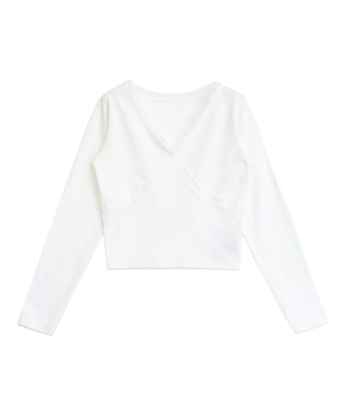 ANAP(アナップ)の「クロスレースデザイン クロップド トップス ロンT(Tシャツ/カットソー・レディース・ホワイト/ブラック×ホワイト/ブラック/ラベンダー・F)」の20枚目の写真