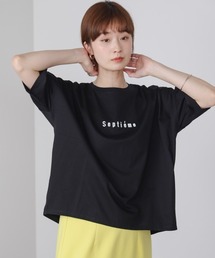 WシルケットバックシャイニーラインロゴT