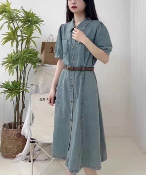 semplice（センプリチェ）の「デニムワンピ【韓国ファッション】（ワンピース・レディース・ブルー・XL/L/M/S）」の4枚目の写真