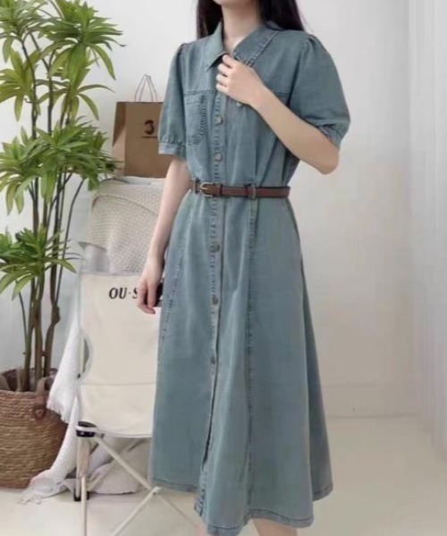 semplice（センプリチェ）の「デニムワンピ【韓国ファッション】（ワンピース・レディース・ブルー・XL/L/M/S）」の6枚目の写真