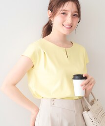 index | 【接触冷感】ビジューキーネックフレンチトップス《UVケア/洗濯機OK/XS~3L/8col》(Tシャツ/カットソー)