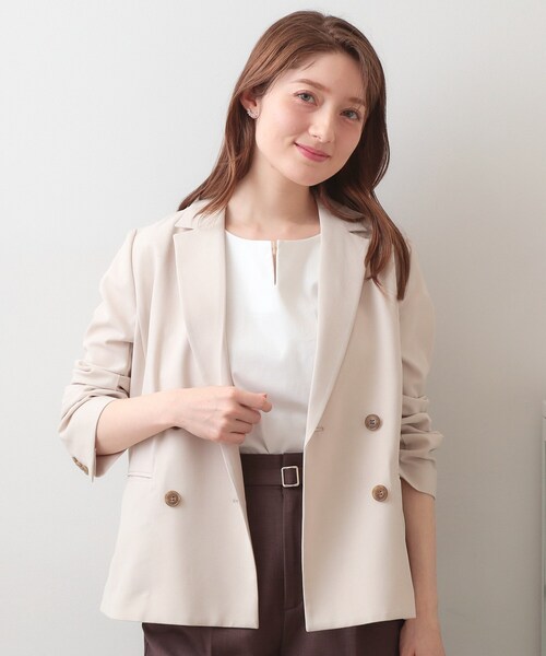 index(インデックス)の「【接触冷感】ビジューキーネックフレンチトップス《UVケア/洗濯機OK/XS~3L/8col》(Tシャツ/カットソー・レディース・ナチュラル/オフホワイト/ネイビー/ピンク/ボルドー/ライトイエロー系/ブラウン系その他/ライトブルー・44/38/36/34/40/42)」の10枚目の写真