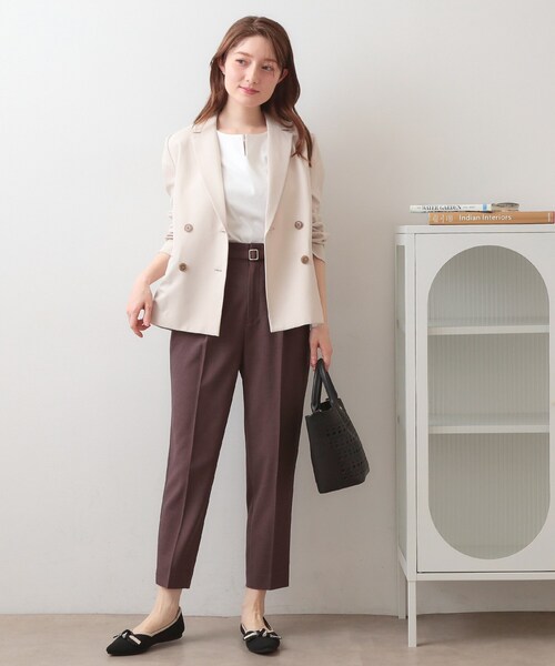 index(インデックス)の「【接触冷感】ビジューキーネックフレンチトップス《UVケア/洗濯機OK/XS~3L/8col》(Tシャツ/カットソー・レディース・ナチュラル/オフホワイト/ネイビー/ピンク/ボルドー/ライトイエロー系/ブラウン系その他/ライトブルー・44/38/36/34/40/42)」の12枚目の写真