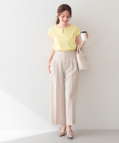 index(インデックス)の「【接触冷感】ビジューキーネックフレンチトップス《UVケア/洗濯機OK/XS~3L/8col》(Tシャツ/カットソー・レディース・ナチュラル/オフホワイト/ネイビー/ピンク/ボルドー/ライトイエロー系/ブラウン系その他/ライトブルー・44/38/36/34/40/42)」の15枚目の写真