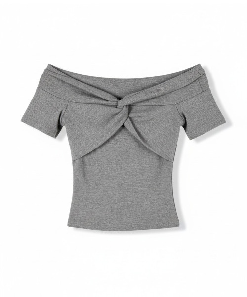 VIVID LADY(ビビッドレディー)の「フロントツイスト オフショルダー 半袖Tシャツ(Tシャツ/カットソー・レディース・ブラウン/ベージュ/グレー・FREE)」の22枚目の写真