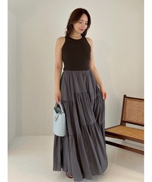 FRAY I.D（フレイアイディー）の「リブニットコンビティアードワンピース（ワンピース）」