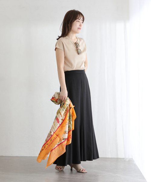 La TOTALITE(ラトータリテ)の「manipuri/マニプリ コットンシルクストール トロピカルガーデン(ストール/ショール・レディース・オレンジ・FREE)」の3枚目の写真