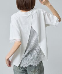 バックスリットレース切替Tシャツ