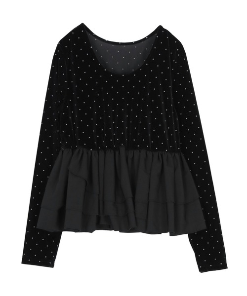 titivate(ティティベイト)の「前後2wayシアーベロアドッキングペプラムトップス(Tシャツ/カットソー・レディース・ドット/ブラック系その他/ブラック・S/M/L)」の21枚目の写真