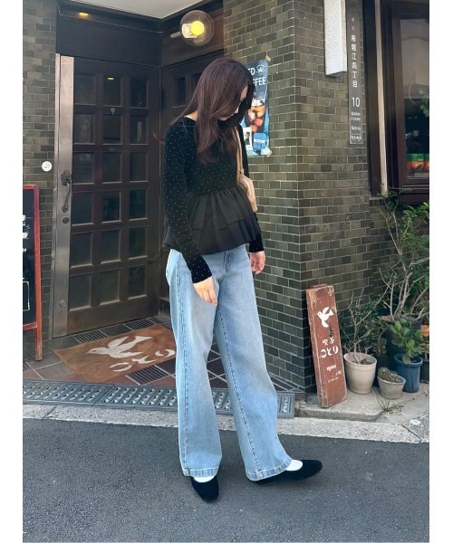 titivate(ティティベイト)の「前後2wayシアーベロアドッキングペプラムトップス(Tシャツ/カットソー・レディース・ドット/ブラック系その他/ブラック・S/M/L)」の7枚目の写真