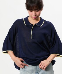 限定展開 リラックスフィット 配色ニットポロシャツ
