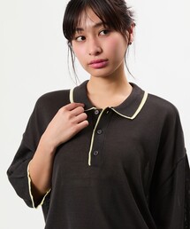 限定展開 リラックスフィット 配色ニットポロシャツ