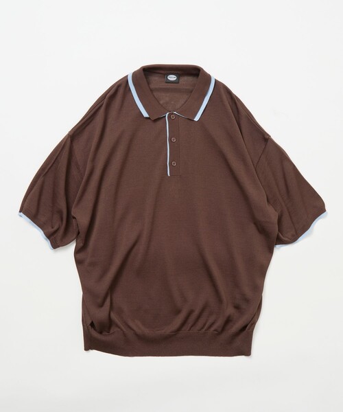 FREAK'S STORE（フリークスストア）の「限定展開 リラックスフィット 配色ニットポロシャツ（ポロシャツ・メンズ・グレー/ブラウン/ネイビー/チャコールグレー・SMALL/LARGE/MEDIUM）」の12枚目の写真