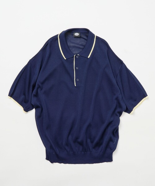 FREAK'S STORE（フリークスストア）の「限定展開 リラックスフィット 配色ニットポロシャツ（ポロシャツ・メンズ・グレー/ブラウン/ネイビー/チャコールグレー・SMALL/LARGE/MEDIUM）」の13枚目の写真