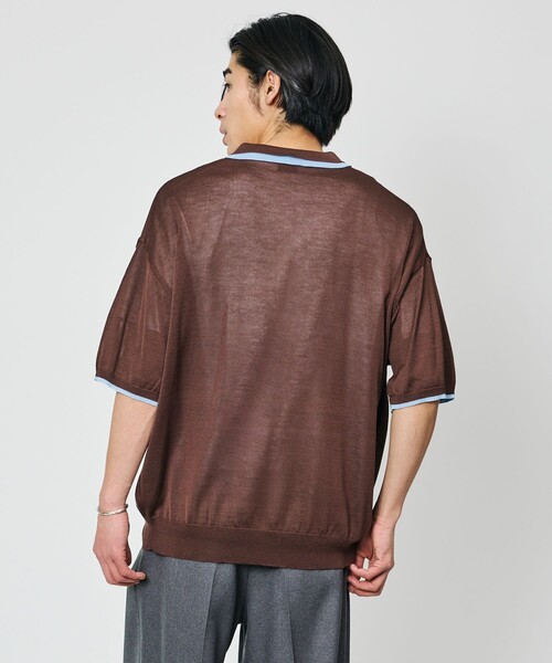 FREAK'S STORE（フリークスストア）の「限定展開 リラックスフィット 配色ニットポロシャツ（ポロシャツ・メンズ・グレー/ブラウン/ネイビー/チャコールグレー・SMALL/LARGE/MEDIUM）」の22枚目の写真