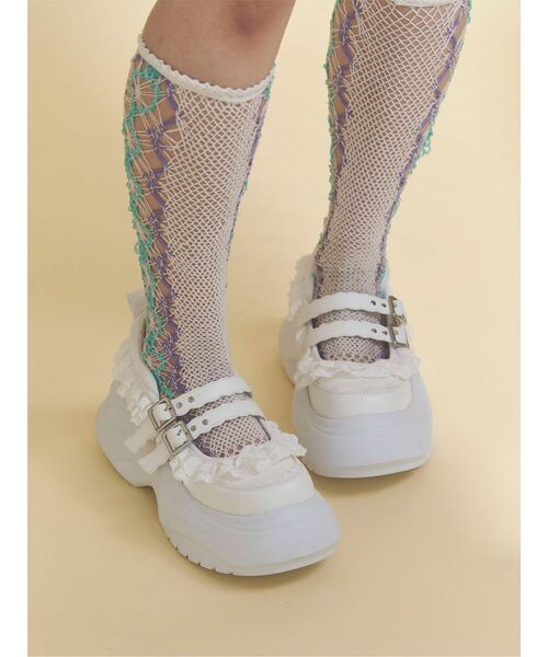 merry jenny(メリージェニー)の「frill mary jane metal sneakers(スニーカー・レディース・ブラック/オフホワイト/ピンク・LARGE/MEDIUM)」の8枚目の写真