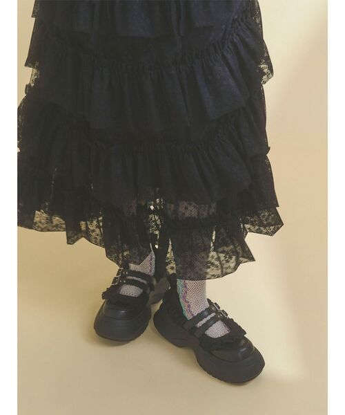 merry jenny(メリージェニー)の「frill mary jane metal sneakers(スニーカー・レディース・ブラック/オフホワイト/ピンク・LARGE/MEDIUM)」の14枚目の写真