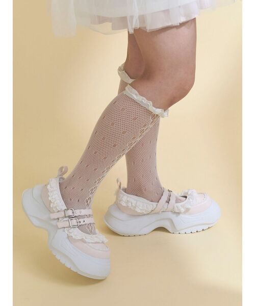 merry jenny（メリージェニー）の「frill mary jane metal sneakers（スニーカー・レディース・ブラック/オフホワイト/ピンク・LARGE/MEDIUM/SMALL）」の20枚目の写真
